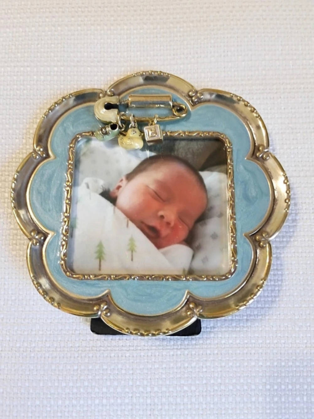 Brighton Baby Love Flower Frame Blue Picture Frame Blue & Silver